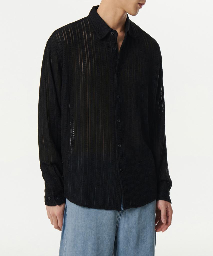 MUSINSA STANDARD Relaxed Crochet Shirt [Black]