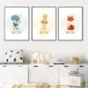 Animal Rabbit Fox  Art Poster Children's Canvases Room Paintings For Nursery Decorative Prints Wall Posters No Frame