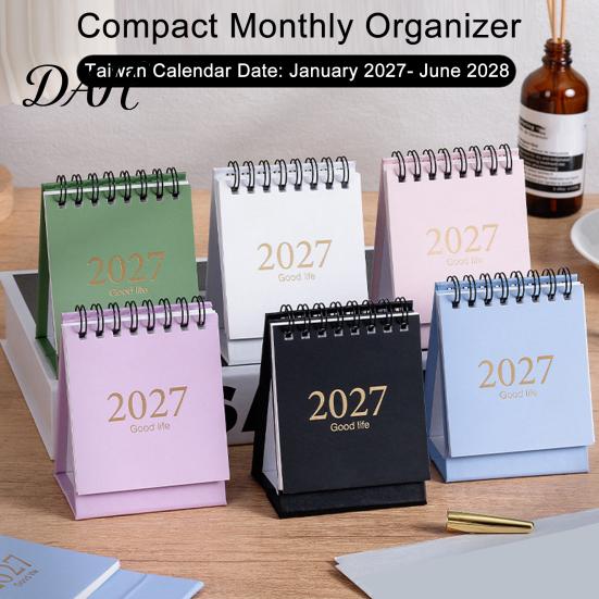 Small Daily Appointment Book 2027-2028 Mini Standing Flip Desk Calendar, 18 Month Desktop Planner from Jan. Office 2027 to Jun. 2028, Pocket