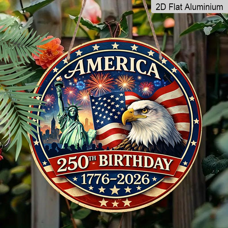 2D плоский, 1 шт. Настенный знак к 250-летию основания Америки, подходит для патриотического декора, Празднование 250 лет истории, Ретро-пластина для 4 июля, День поминовения