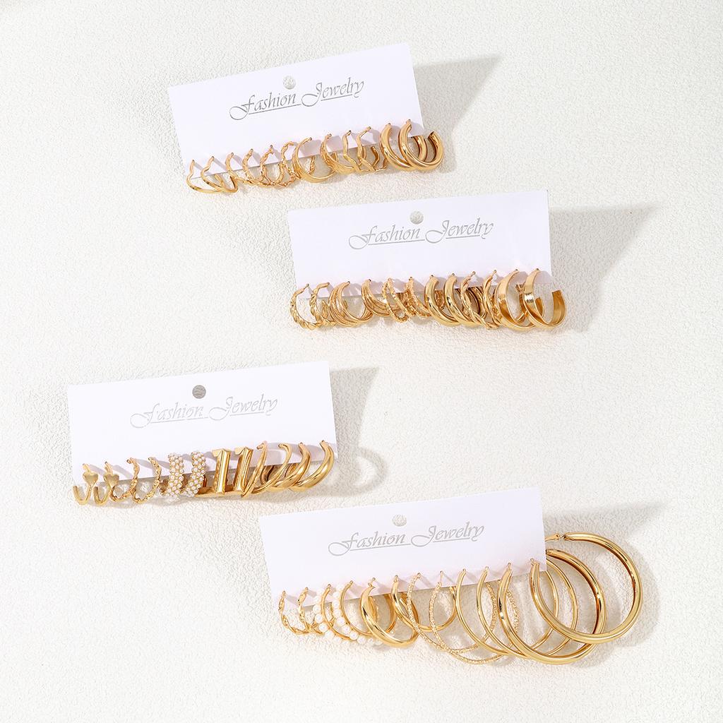 48 шт. Модные креативные гладкие большие круглые серьги-кольца Винтажная эстетика Имитация циркона Серьги Женский шарм Повседневная жизнь Циркон