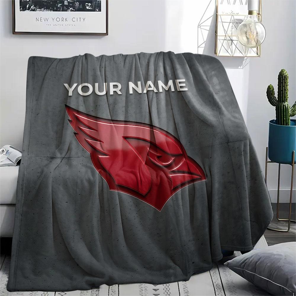 Custom Name,Arizona Cardinals Printed Flannel Blanket, soft throw for bedroom sofa, washable, Christmas present, great gift.
