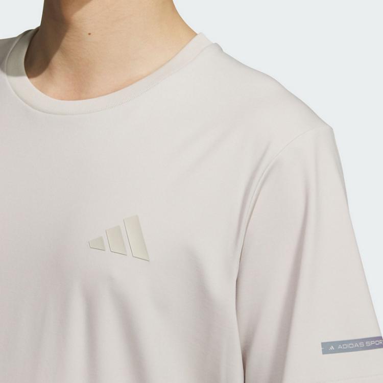adidas Футболка с коротким рукавом и круглым вырезом с логотипом, мужская футболка бежевого цвета JL6050