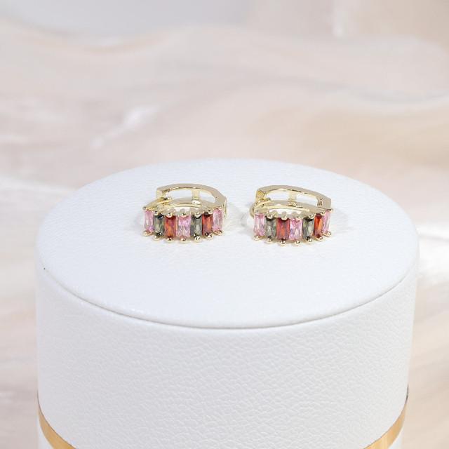 Серьги-замки с квадратным креплением, простого дизайна, 14 карат, настоящее золото, изысканные женские серьги с инкрустацией из меди и циркония, ювелирные изделия