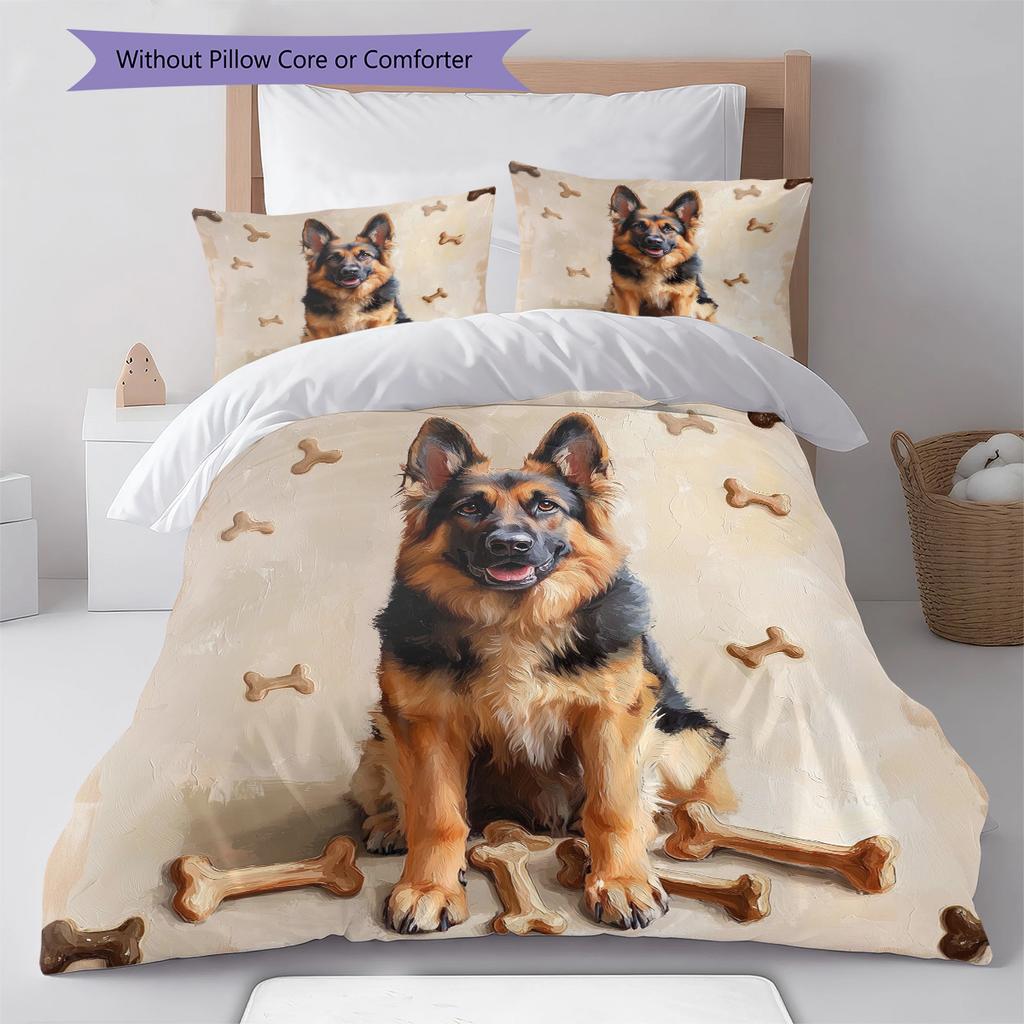Dog&Bone Pattern Bedding Quilt Set Quilt Cover Pillowcase Home Decoration Birthday Gift (1 * duvet cover + 2 * pillowcase, without core)