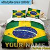 Custom Name Brazil Bedding Set 3PCS Duvet Cover Closure Includes 1 Duvet Cover & 2 Pillowcases for All Seasons Bedroom Decor