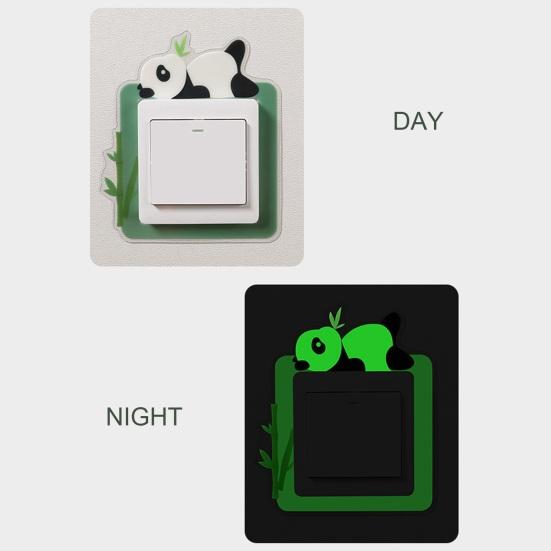 2 шт. наклейка на переключатель «расти в темноте» мультфильм панда медведь кролик кошка животное зеленый водонепроницаемый самоклеящийся переключатель защитная наклейка товары для дома