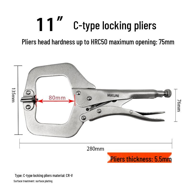Многофункциональные складные клещи-зажимы C-типа с плоскими, круглыми и игольчатыми губками, автоматический быстрозажимной зажим.