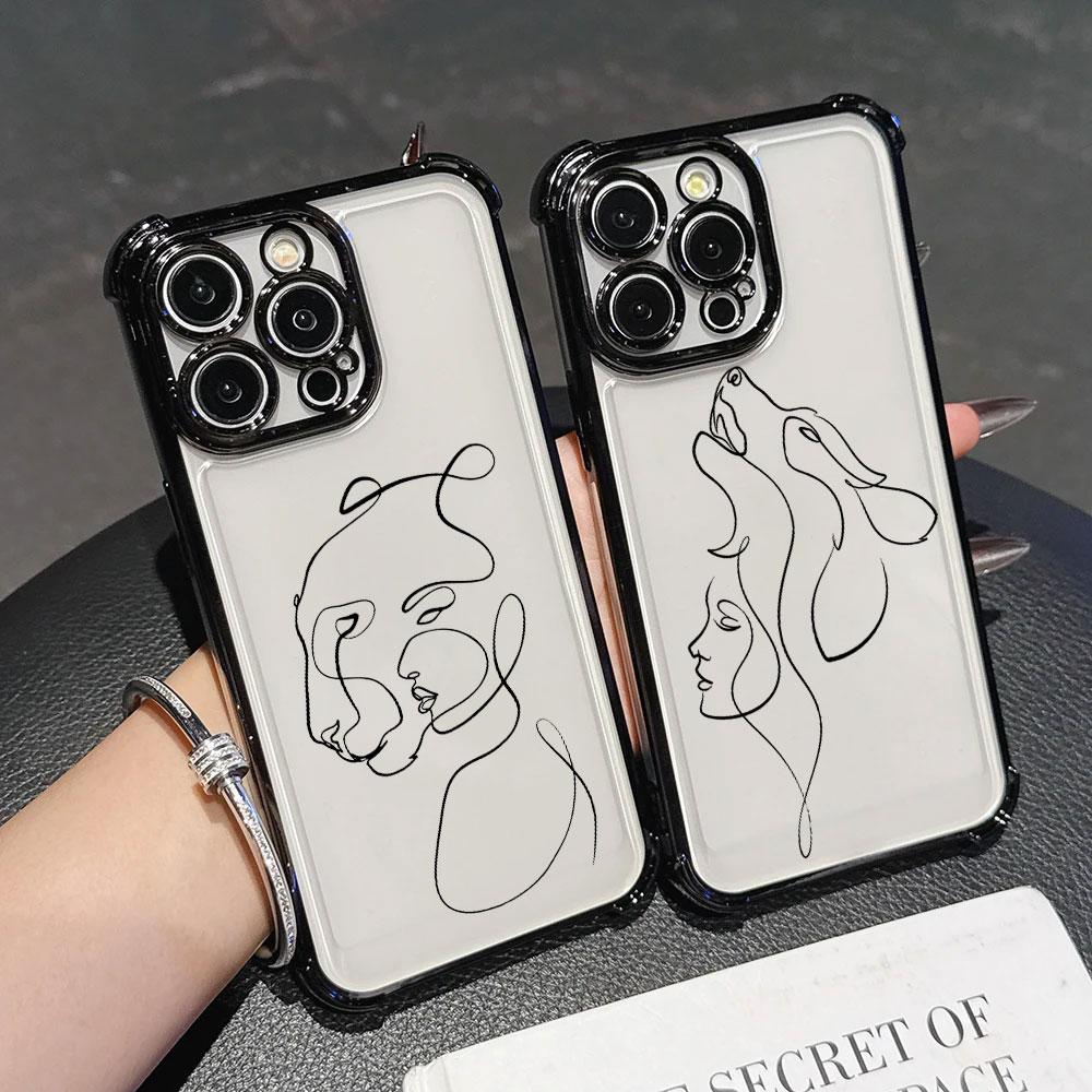 Животное Женщина Девушка Лицо Линия Funda Для iPhone 17 Pro 16 15 14 13 12 11 Pro Max Чехол 17 Plus 17E 16E 17Air Силиконовый Чехол для Телефона
