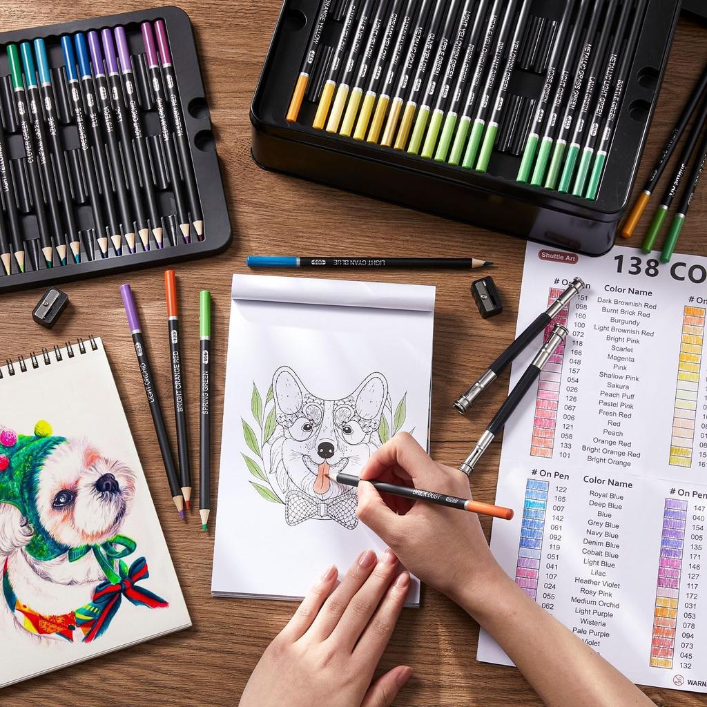 Shuttle Art Colored 138 Color Color Color Adult Coloring Metallic Pencil Illustration Удобный для подарка Карандаши, Набор, Карандаши на масляной основе, Ручки,