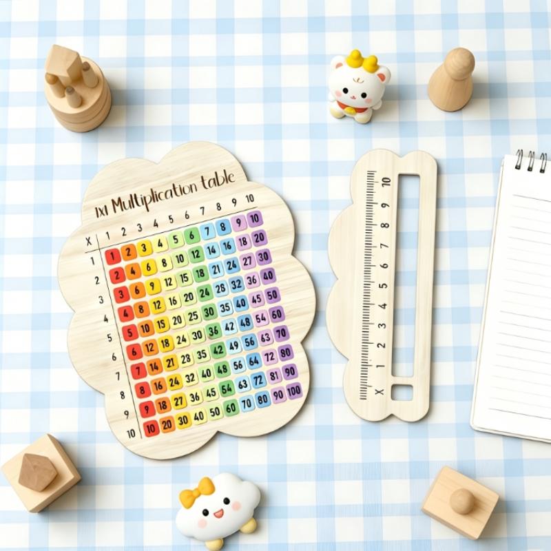 Wooden Multiplication Board Colorful Math Learning Puzzle for 3-8 Years Old Kids Montessori Teaching Aid Educational Toy