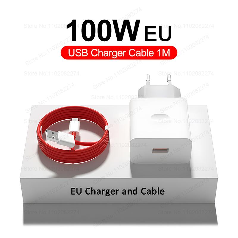 100W SuperVOOC Fast Charger EU US Charging Plug USB Charger Type C Cable for Oneplus 12r 13r 12 11 10 13 Pro Nord CE 2 3 4 Lite