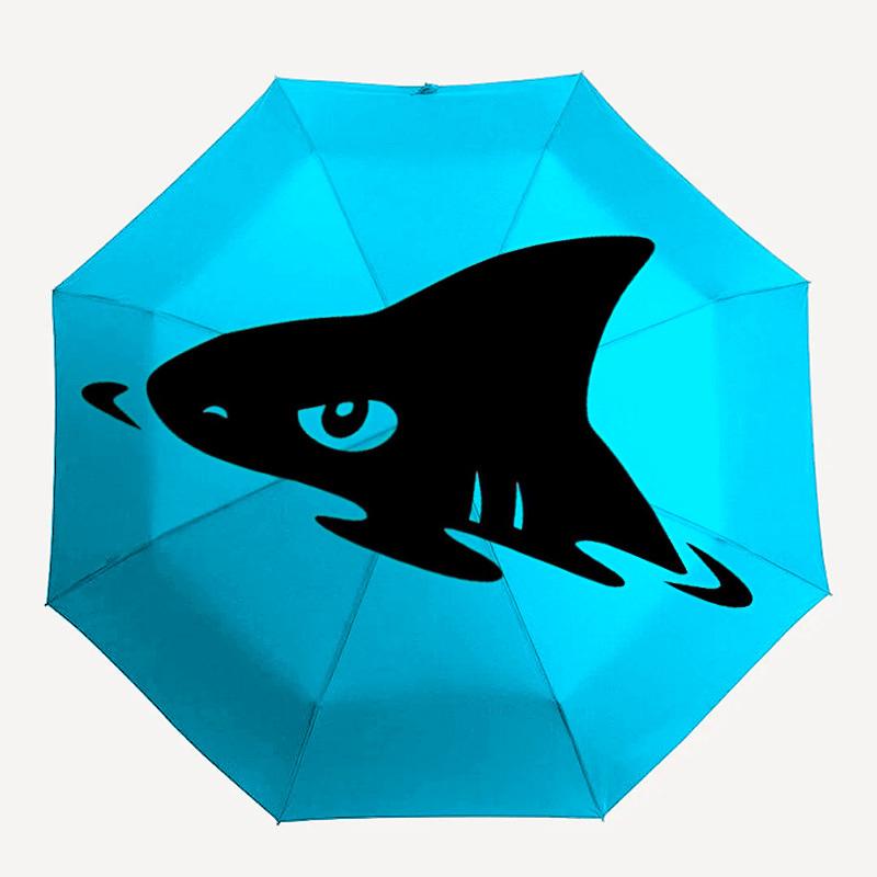 1pc Shark Fin Automatic Folding Umbrella - Compact Travel Umbrella with Auto Open/Close 8-Rib Heavy-Duty Shaft for Women/Men -l002