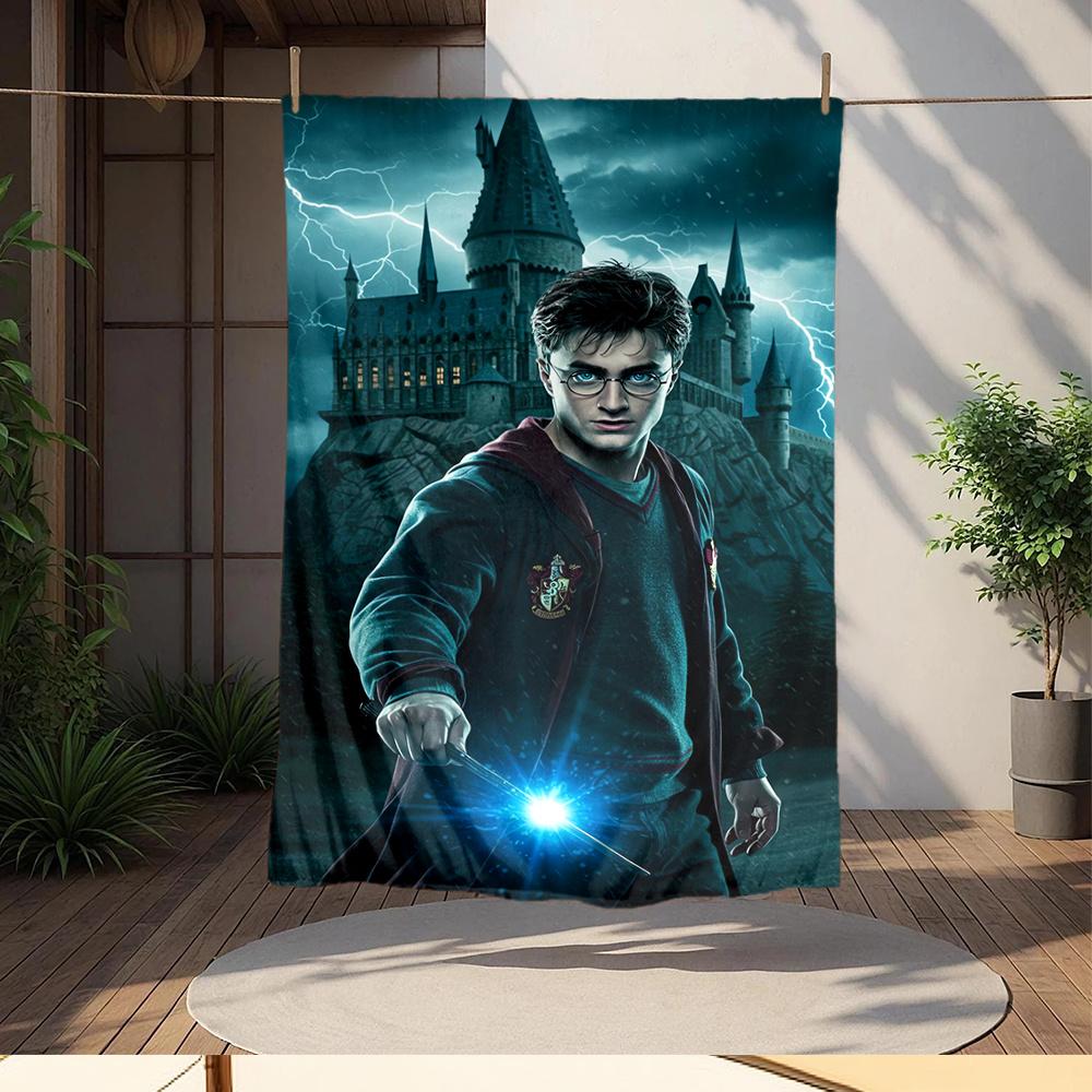 1pc Hogwarts, Wizarding World, Magic Digital Printed Flannel Blanket, Super Soft Plush  Bed Cover for Sofa, Bed, Office, Outdoor Blanket