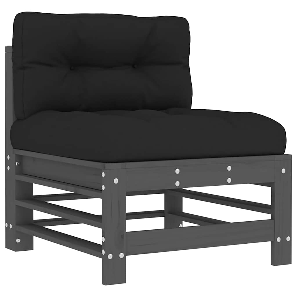 7 piece Garden Lounge Set with Cushions Grey Solid Wood