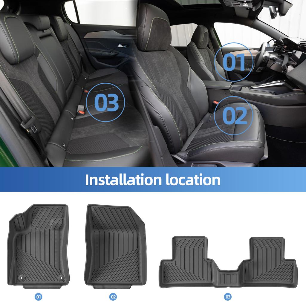 Для Peugeot 308 2022 2023 2024 TPE 3D Автомобильные коврики Коврик в багажник Черный Водонепроницаемый Всепогодный Левый руль