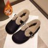 2025 зима новые бархатные теплые шапки туфли женские мягкая подошва нескользящие ленивые на одном педале модные биркенштоки женские хлопковые туфли