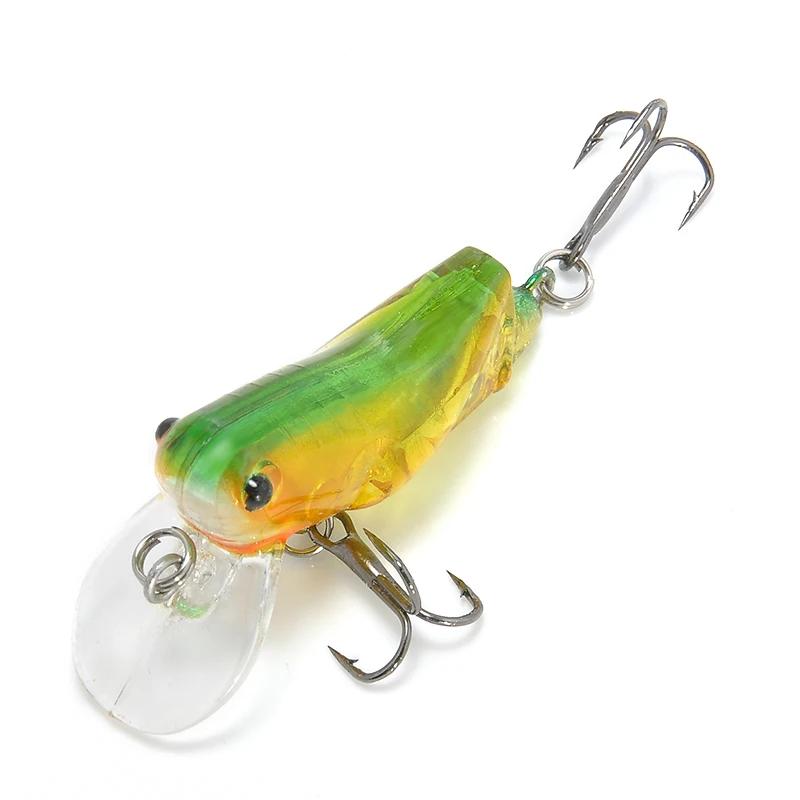 1 шт. 4,5 см Двойной крючок Кузнечик Форма насекомого Рыболовные приманки Жесткая искусственная приманка Реалистичные приманки-насекомые Оптом