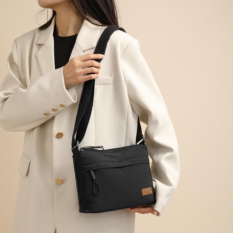 Женская нейлоновая сумка кроссбоди большой вместимости 3 основных отделения просторная наплечная сумка для покупок и повседневного использования