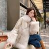 CHEST 2023 Fashion Elegant Women's Autumn Winter Jacket Wool Collar Stand Up Party Luxury Plush Women's Winter Luxury Outward Street Band Coat