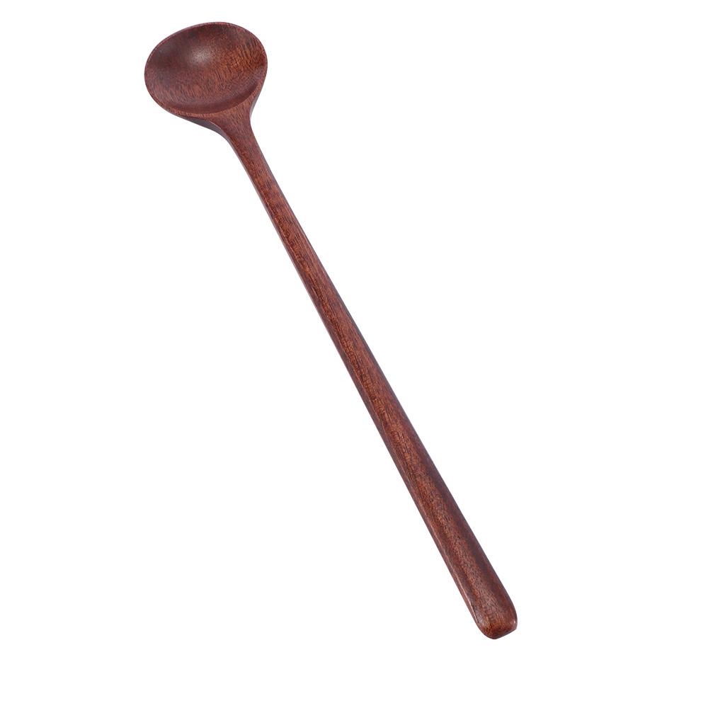 Korean Style Wooden Long Handle Tableware Round Cooking Supplies Kitchen Utensil Spoons Soup Spoon