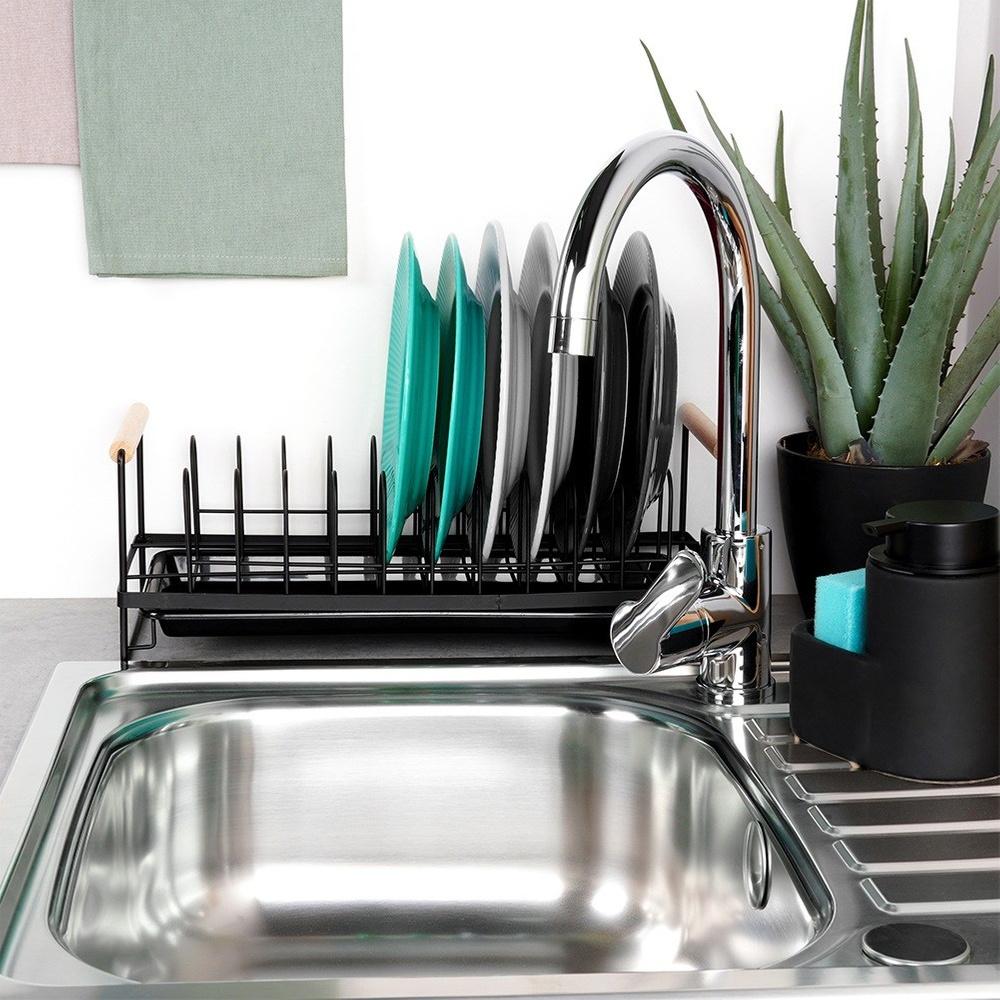 Black dish drying rack 39x16x14.5 cm