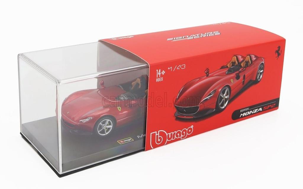 Bburago Ferrari Monza Diecast Car 1/43 Scale FERRARI MONZA SP2 2018 (Red Metallic) Signature Series [Parallel Import]