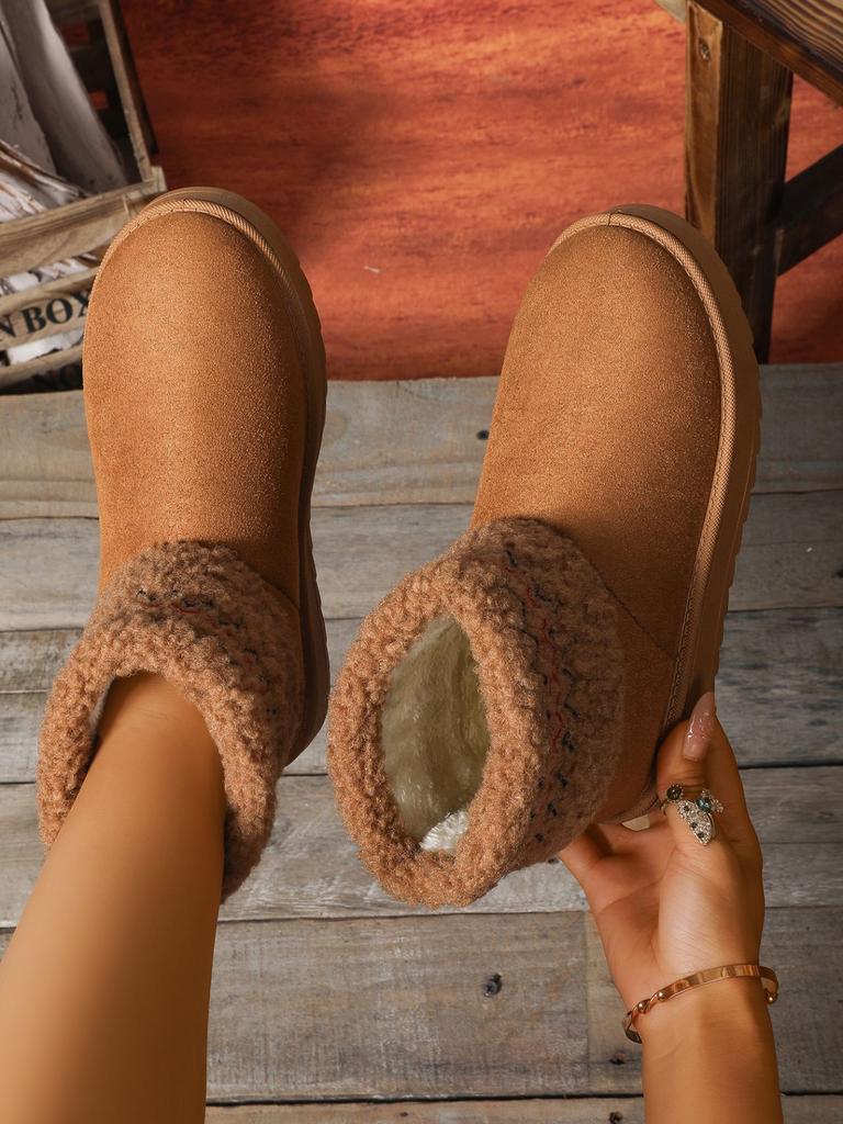 Мода Новая Мода Пушистые Тапочки на Платформе для Женщин 2025 Зима Плюшевые Теплые Хлопковые Туфли Женский Комфорт Нескользящие Унисекс Снежные ботинки