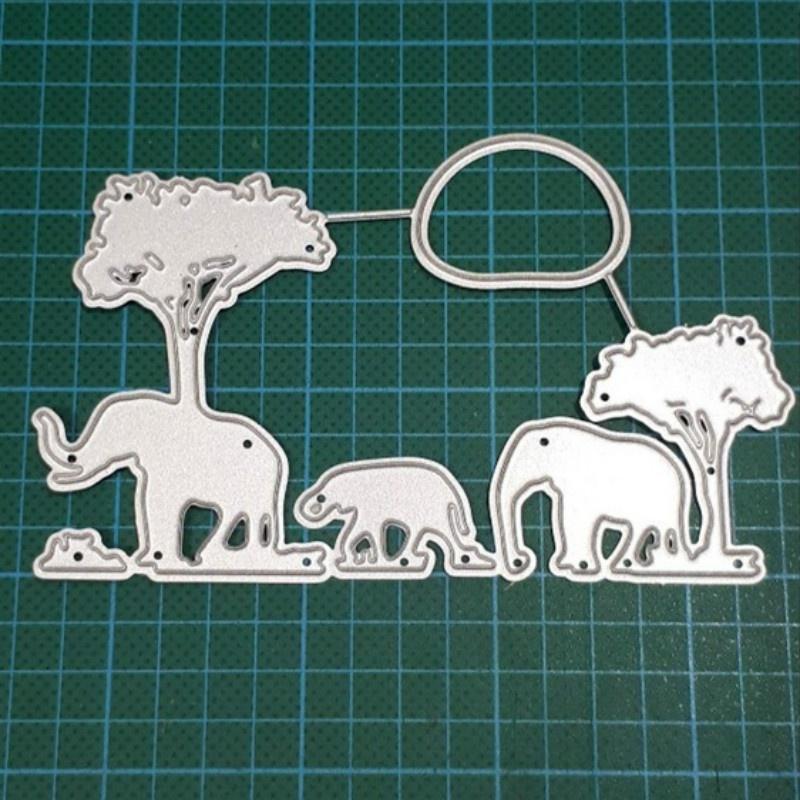 Семья слонов Сумерки Металлические штампы-высечки Трафарет для DIY Скрапбукинга Фотоальбома Тиснения Бумажных открыток Поделок Высечки