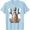Leopard Cheetah Print Bowler Sport Graphic Bowling Pins T-Shirt