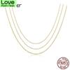 Authentic Gold Color 925 Sterling Silver Basic Cable Chain Necklace Pendant For Women Long Chain Fashion Jewelry Sca016