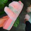 Fashion Women Casual Slippers Fashion Rhinestone Suede Platform Flats Outdoor Comfortable Indoor Female Slippers Chinelo Nuvem