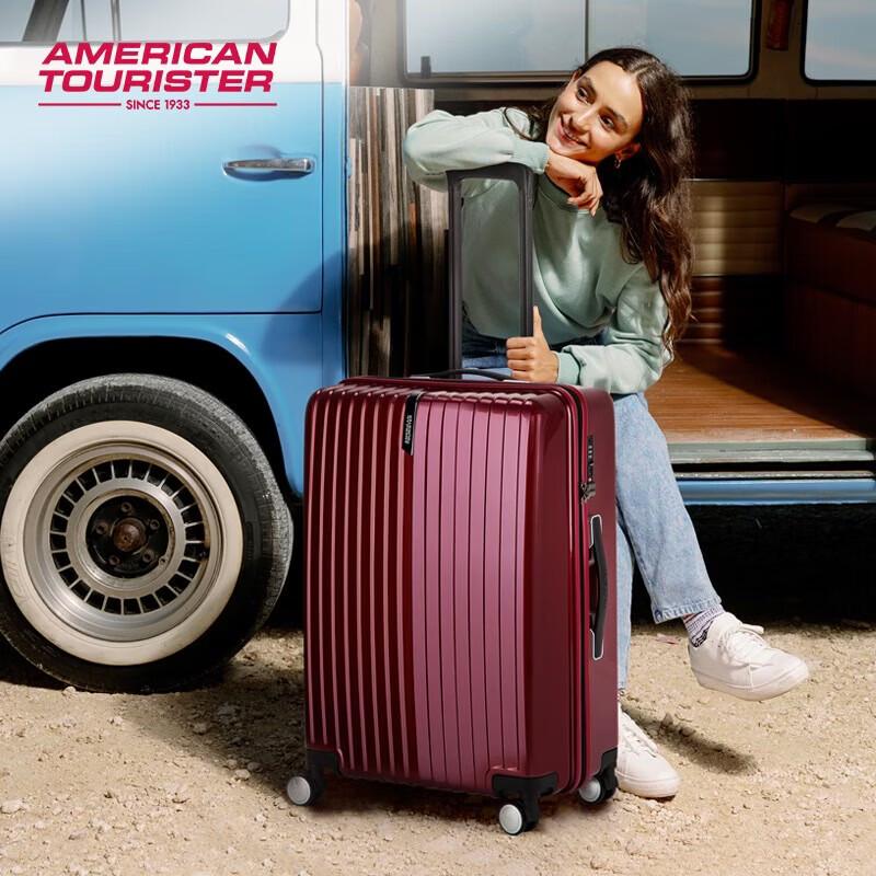 American Tourister 20-inch Wine Red Mirror Finish Carry-on Luggage