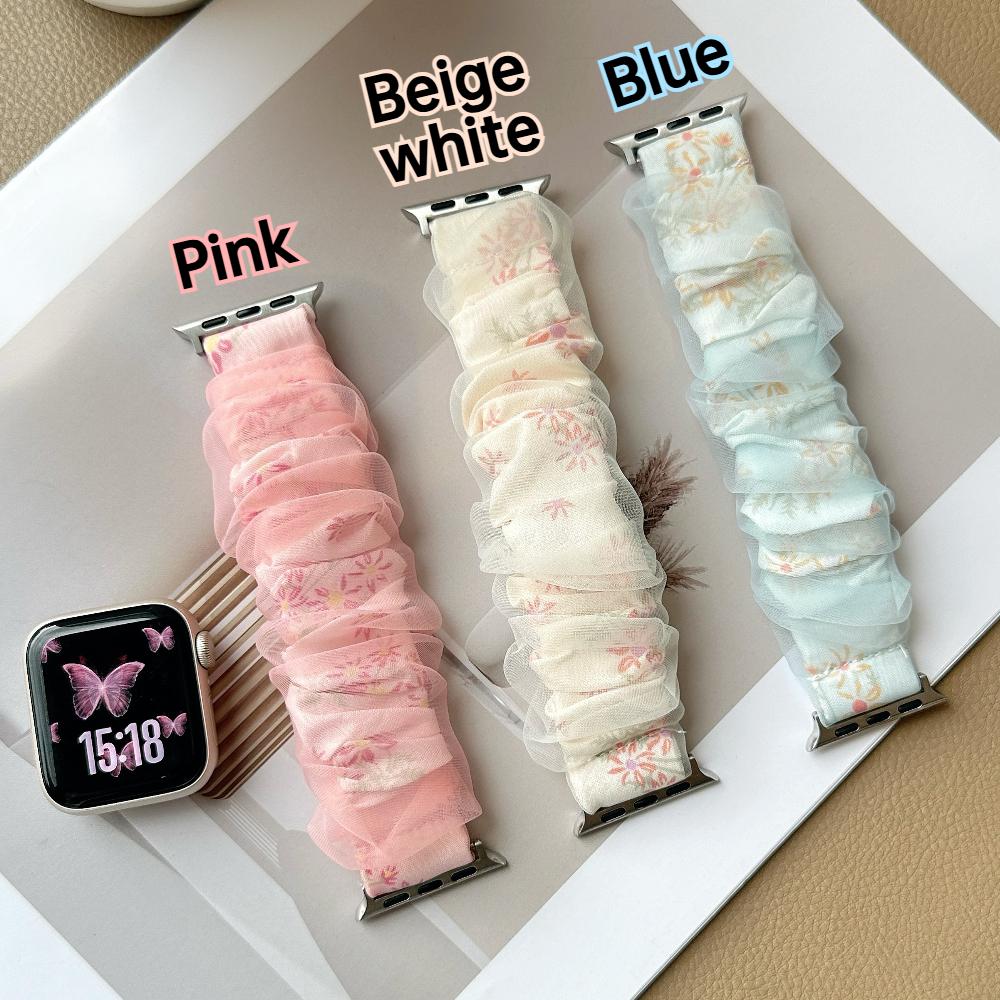 Милый женский новый сетчатый эластичный ремешок для Apple Watch 46 мм, браслет iWatch 10 42 мм, серии 9 8 41 мм 38 мм 44 мм Ultra 49 мм, эластичный ремешок для часов для женщин