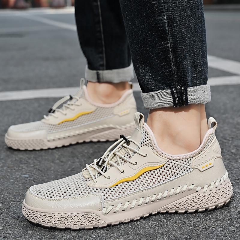 Outdoor Mesh Men Sneakers Slip On Breathable Summer Casual Shoes Lightweight Camping Hiking Mountain Climbing Sneaker Mens Top