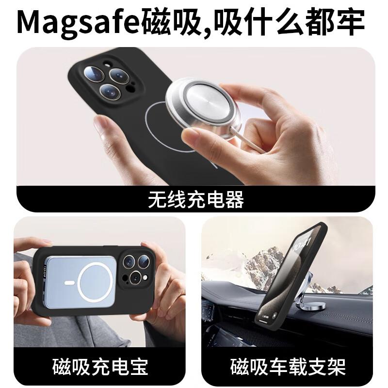 IPhone 15 Pro Case, IPhone 15 Pro with Full Lens Protection, Ultra-Thin MagSafe Magnetic Liquid Silicone Shockproof Simple Design, Antique White