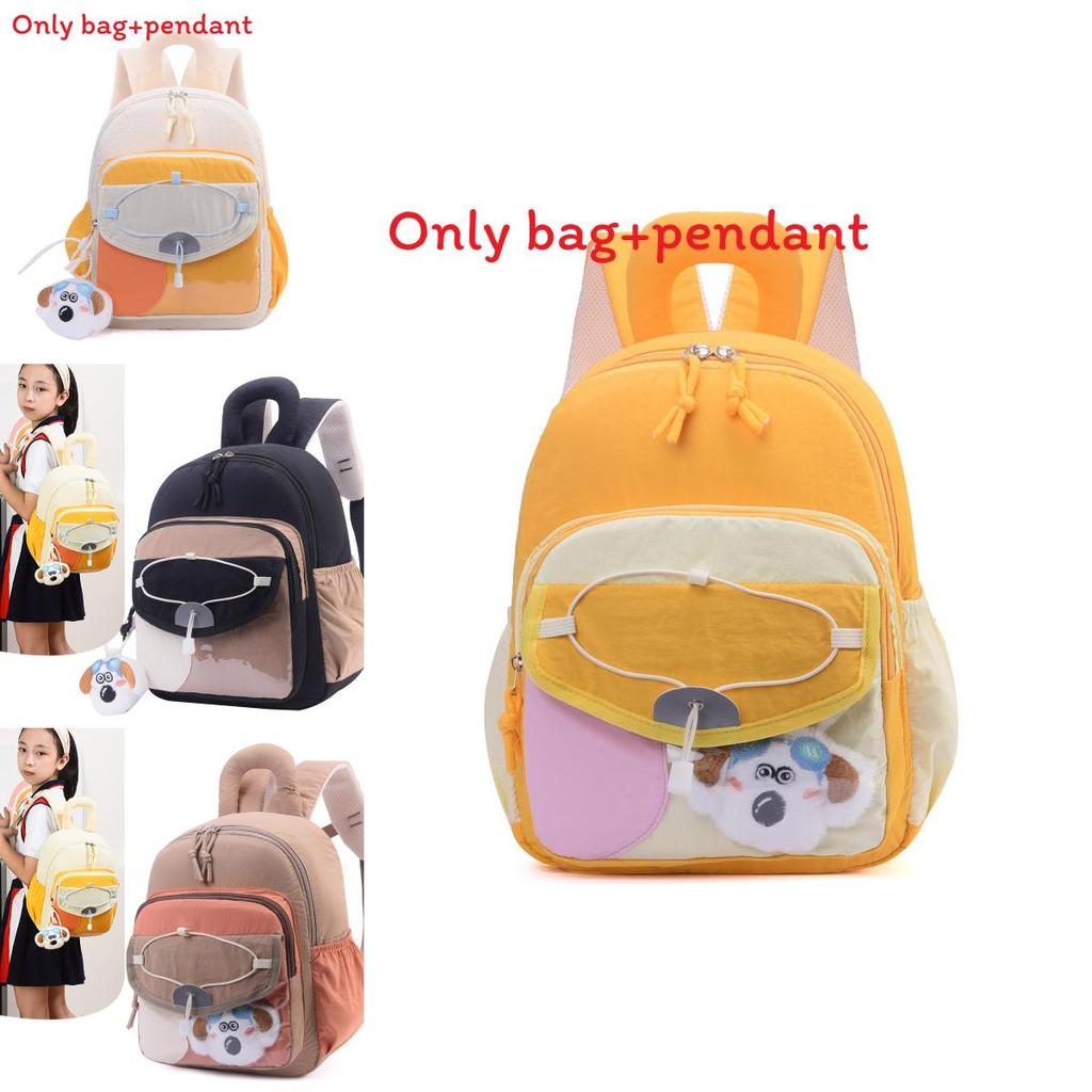 Kids Dualcolor Cartoon School Bag With Soft Polyester Lining For Outdoor Travel