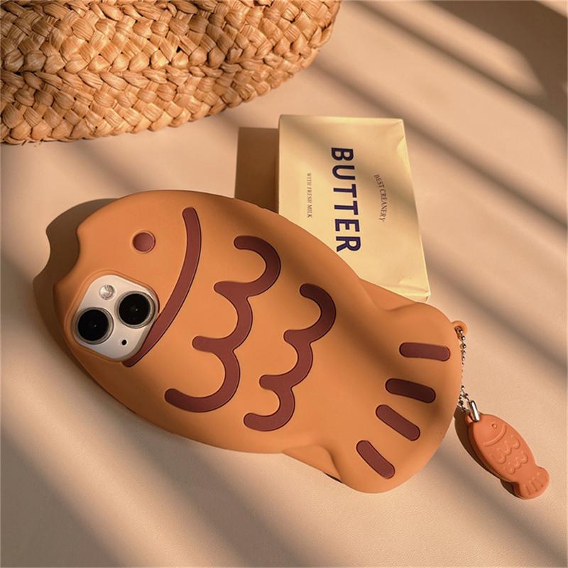 Японский милый 3d Snapper Yaki силиконовый чехол для телефона для Iphone 14 13 12 11 Pro Max с милой подвеской в ​​виде рыбки, защитный мягкий чехол, принципиально