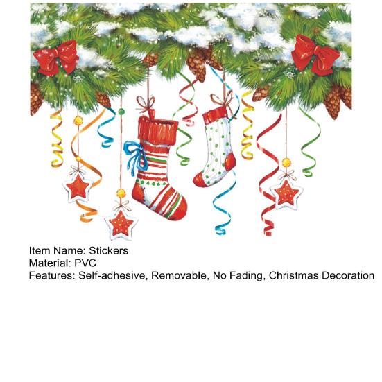 Рождественские наклейки для туалета с зелеными листьями и шишками, самоклеящиеся наклейки для окон и стекол, дома, стены