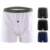 Мужские трусы-боксеры со средней посадкой, эластичным поясом и пуговицами спереди, U-образные выпуклые шорты, удобные повседневные трусы-боксеры