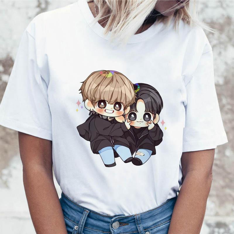 JIN SUGA J HOPE Women JIMIN V JUNGKOOK Top Kpop T Shirt Korean Pop Music Group Short Sleeve Shirt Funny Graphic Female Tee K-pop
