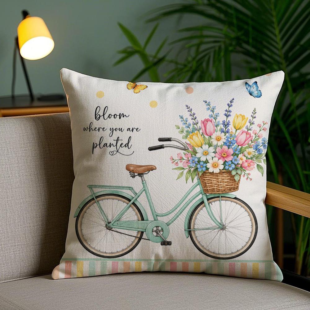 Summer Flowers Cushion Cover Short Plush Soft DoubleSided Printing Pillow Case Cozy Sofa Bedroom Home Decor Gift