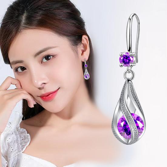 Silver Teardrop Earrings for Women Cubic Zirconia Drop Dangle Earrings Wedding Jewelry Accessory for Brides
