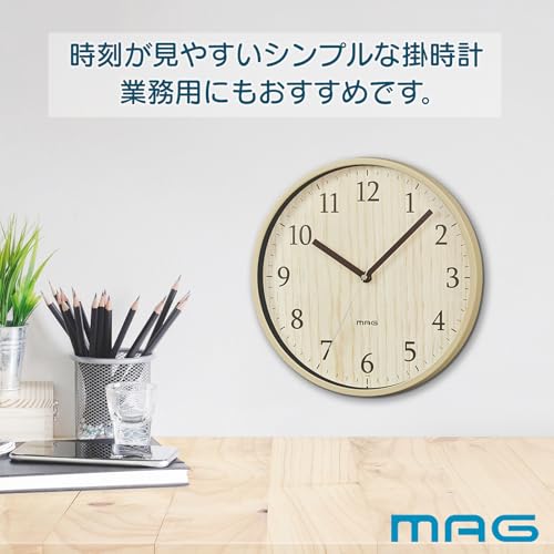 MAG настенные часы аналоговые Azusa Silent Continuous Second Arrow Natural W-742N-Z