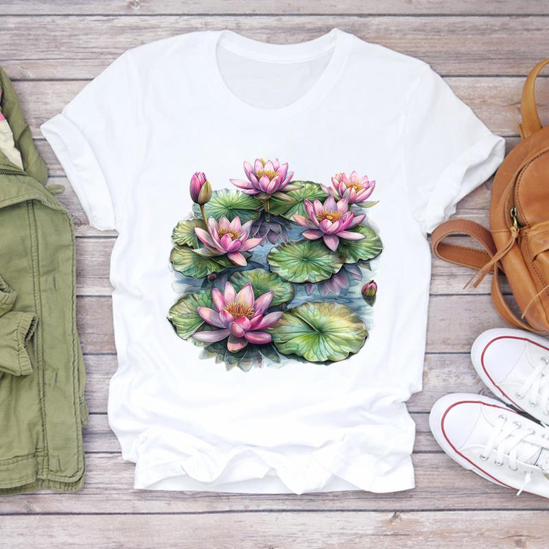 (Азиатский размер) Повседневные футболки с милым цветком в стиле 90-х, женская одежда, футболка с коротким рукавом, модные женские футболки с графическим принтом
