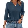 Women's T Shirt Solid Color Button 3/4 Sleeve Daily Weekend Fashion Basic V- Neck Regular Top