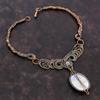 Blue Lace Agate Necklace Copper Wire Wrapped Necklace Rainbow Moonstone Gemstone Necklace Amazing Copper Jewelry For Gift Handmade Necklace