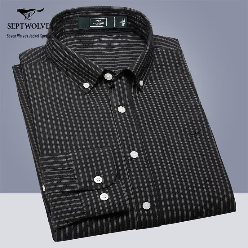 Septwolves Men's Business Casual Long Sleeve Breathable Shirt