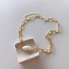 Fashion Korean Vintage Necklace Temperament Natural Shell Freshwater Pearl Cervicalis Chain for Women Rugged Style