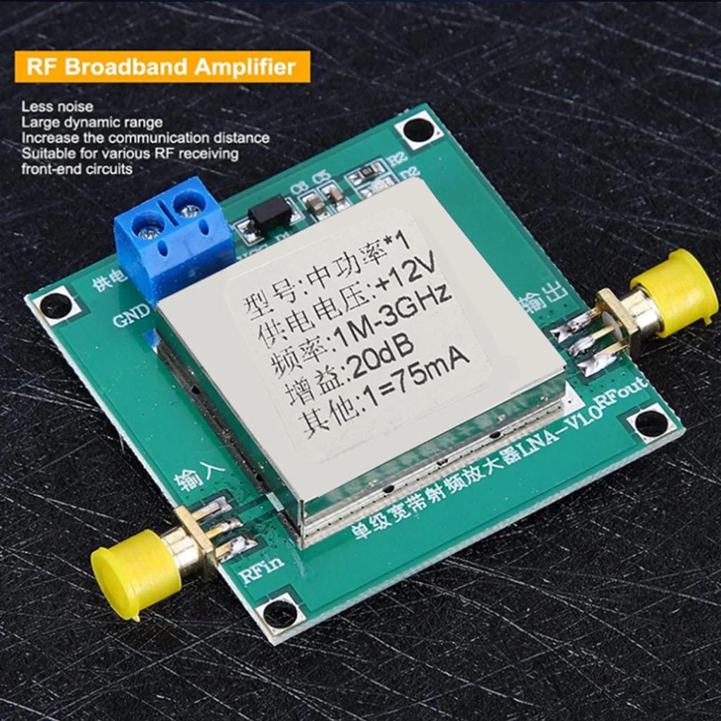 1-3000MHz High Gain 2.4GHz LNA RF Amplifier Module: New 20dB Gain, DC 12V 75mA, UHF/HF/VHF Applications with Shielded Enclosure